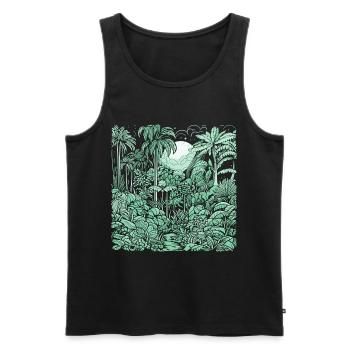 Jungle Motiv Hellgrün - Männer Premium Bio Tank Top - Schwarz - Vorne - AI Model Male 178 light (178cm)