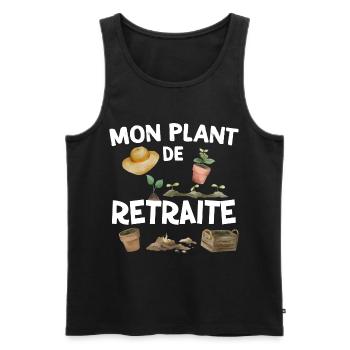 Plan de retraite Pour Mon Jardinier - Débardeur bio Premium Homme - noir - Devant - Michal (187cm)