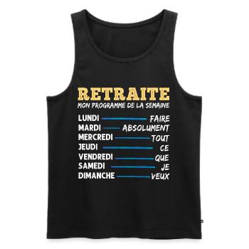 Retraite mon programme humour retraité cadeau - Débardeur bio Premium Homme - noir - Devant - Michal (187cm)