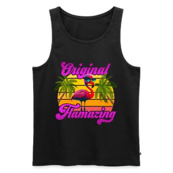 Original Flamazing Flamingo Summer Party Celebrations - Men's Premium Organic Tank Top - black - Front - Michal (187cm)