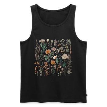 Wunderschönes Boho Blumen Herbarium Bouquet - Männer Premium Bio Tank Top - Schwarz - Vorne - AI Model Male 178 light (178cm)