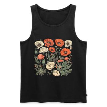 Wunderschönes Boho Mohn Herbarium Bouquet - Männer Premium Bio Tank Top - Schwarz - Vorne - AI Model Male 178 light (178cm)
