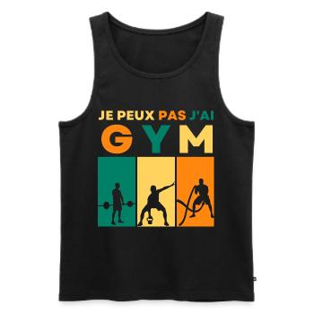 Je peux pas j' ai gym humour musculation fitness - Débardeur bio Premium Homme - noir - Devant - AI Model Male 178 light (178cm)