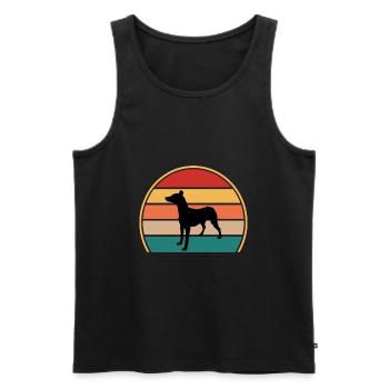 Andalusischer Jagdhund Liebhaber Silhouette Retro Sonnenuntergang - Männer Premium Bio Tank Top - Schwarz - Vorne - Michal (187cm)