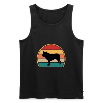 Australian Cattle Dog Love Silhouette Retro Sonnenuntergang - Männer Premium Bio Tank Top - Schwarz - Vorne - Michal (187cm)