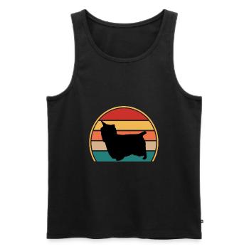 Australian Silky Terrier Dog Silhouette Retro Sun - Men's Premium Organic Tank Top - black - Front - Michal (187cm)