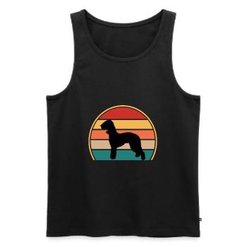 Bedlington Terrier Dog Silhouette Rétro Coucher de soleil - Débardeur bio Premium Homme - noir - Devant - Michal (187cm)