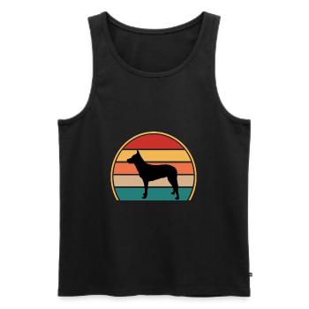 Berger Belge Tervuren Chien Silhouette Rétro - Débardeur bio Premium Homme - noir - Devant - Michal (187cm)