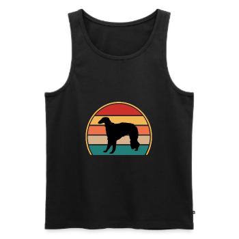 Borzoi Dog Lover Silhouette Vintage Sunset - Men's Premium Organic Tank Top - black - Front - Michal (187cm)