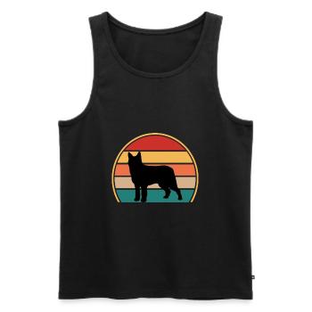 Bouvier Des Ardennes Hund Silhouette Retro Sunset - Männer Premium Bio Tank Top - Schwarz - Vorne - AI Model Male 178 light (178cm)