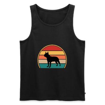 Boston Terrier Dog Lover Silhouette Vintage Sunset - Débardeur bio Premium Homme - noir - Devant - Michal (187cm)