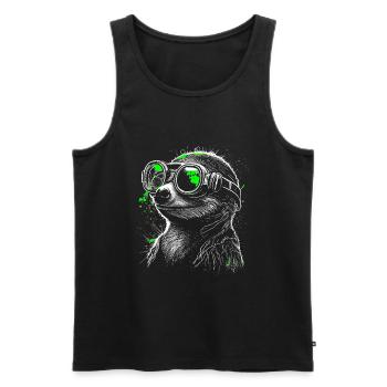 Suricate steampunk futuriste cool vert - Débardeur bio Premium Homme - noir - Devant - AI Model Male 178 light (178cm)