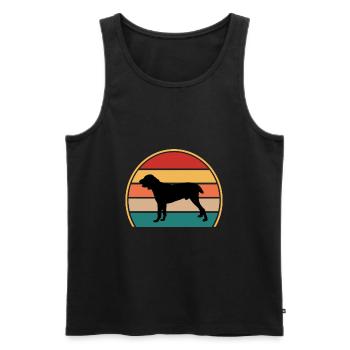 Chien de berger d’Asie centrale Silhouette Rétro Coucher de soleil - Débardeur bio Premium Homme - noir - Devant - Michal (187cm)