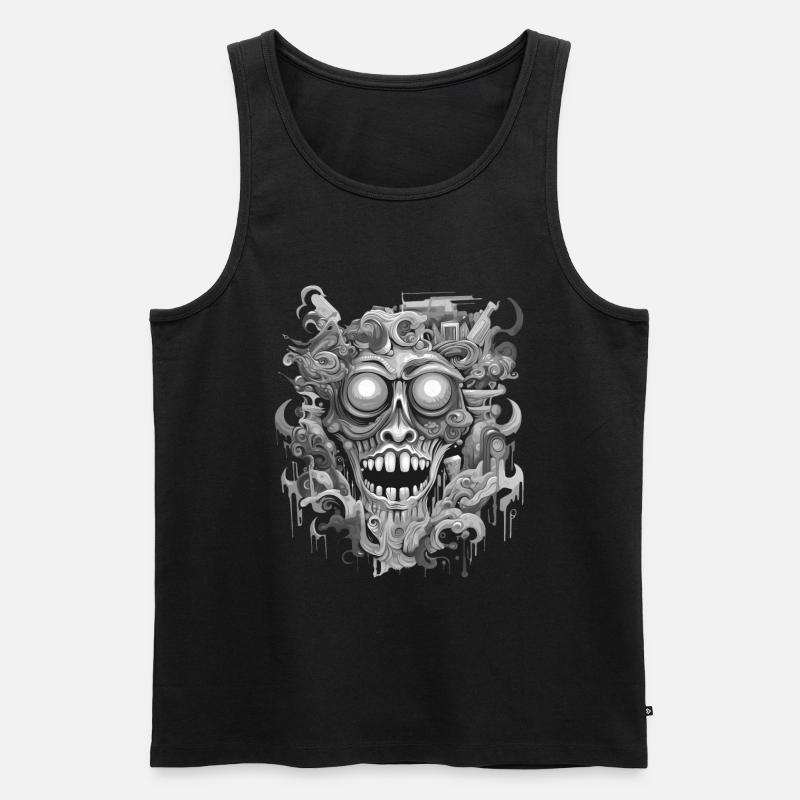 gothisch ästhetischer psychedelischer Albtraumkopf - Männer Premium Bio Tank Top - Schwarz