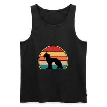 Chinois à crête chien amour silhouette Vintage coucher de soleil - Débardeur bio Premium Homme - noir - Devant - Michal (187cm)