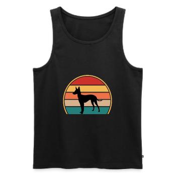 Cirneco Dell Etna Dog Love Silhouette Retro Sonnenuntergang - Männer Premium Bio Tank Top - Schwarz - Vorne - AI Model Male 178 light (178cm)