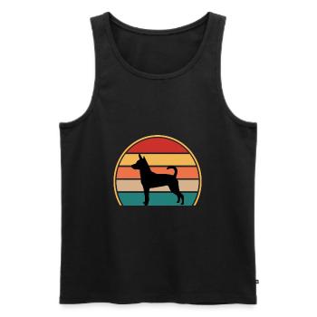 Decker Rat Terrier Hund Silhouette Retro Sonnenuntergang - Männer Premium Bio Tank Top - Schwarz - Vorne - AI Model Male 178 light (178cm)