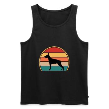 Doberman Dog Lover Silhouette Vintage Sunset - Débardeur bio Premium Homme - noir - Devant - Michal (187cm)