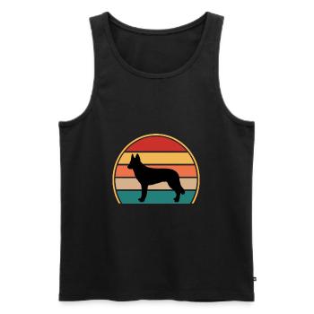 Tchécoslovaque Chien-Loup Silhouette Rétro Coucher de Soleil - Débardeur bio Premium Homme - noir - Devant - Michal (187cm)