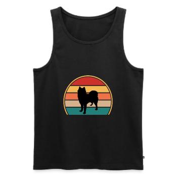 Husky Dog Silhouette Vintage Sonnenuntergang für Hundeliebhaber - Männer Premium Bio Tank Top - Schwarz - Vorne - Michal (187cm)