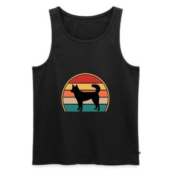 Kai Ken Hundeliebhaber Silhouette Vintage Sonnenuntergang - Männer Premium Bio Tank Top - Schwarz - Vorne - Michal (187cm)