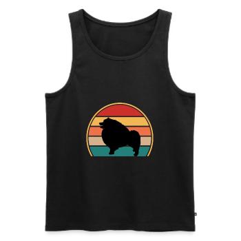 Keeshond Dog Lover Silhouette Vintage Sunset - Men's Premium Organic Tank Top - black - Front - Michal (187cm)