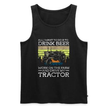 Tracteur Field Stable - Débardeur bio Premium Homme - noir - Devant - Michal (187cm)