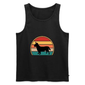 Lancashire Heeler Dog Love Silhouette Retro Sunset - Men's Premium Organic Tank Top - black - Front - AI Model Male 178 light (178cm)