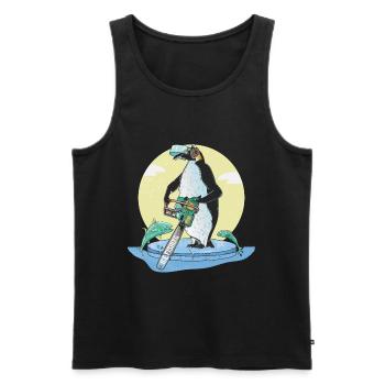 Pêche blanche aux pingouins - Débardeur bio Premium Homme - noir - Devant - Michal (187cm)