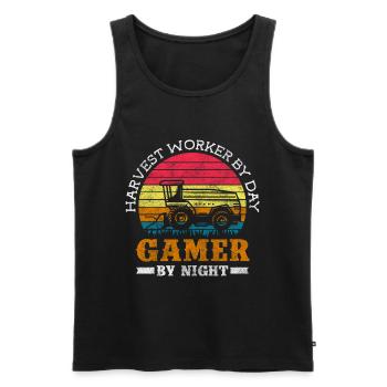 Harvest Farm Work Field - Men's Premium Organic Tank Top - black - Front - Michal (187cm)