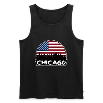 Chicago Illinois États-Unis Flag Skyline Silhouette Trave - Débardeur bio Premium Homme - noir - Devant - AI Model Male 178 light (178cm)