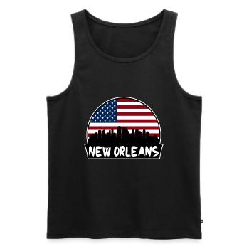 New Orleans, Louisiana, USA, Flagge, Skyline, Silhouette - Männer Premium Bio Tank Top - Schwarz - Vorne - Michal (187cm)