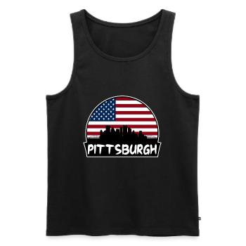 Pittsburgh Pennsylvania Usa Flag Skyline Silhouett - Men's Premium Organic Tank Top - black - Front - Michal (187cm)