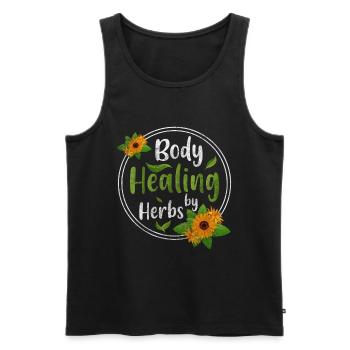 Herbes médicinales Nature Santé - Débardeur bio Premium Homme - noir - Devant - AI Model Male 178 light (178cm)