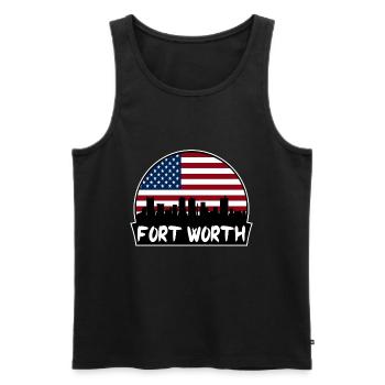 Fort Worth Texas Usa Flag Skyline Silhouette Trave - Men's Premium Organic Tank Top - black - Front - Michal (187cm)