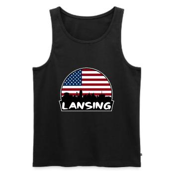 Lansing Michigan États-Unis Flag Skyline Silhouette Trave - Débardeur bio Premium Homme - noir - Devant - Michal (187cm)