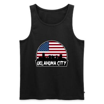 Oklahoma City Oklahoma Usa Flag Skyline Silhouette - Men's Premium Organic Tank Top - black - Front - AI Model Male 178 light (178cm)