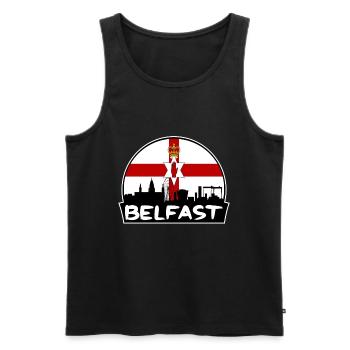 Belfast Nordirland Flagge Skyline Silhouette T - Männer Premium Bio Tank Top - Schwarz - Vorne - Michal (187cm)