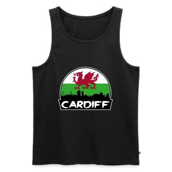 Cardiff Pays de Galles Flag Skyline Silhouette Voyage - Débardeur bio Premium Homme - noir - Devant - Michal (187cm)