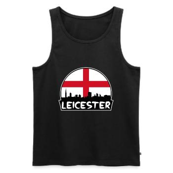 Leicester Angleterre Flag Skyline Silhouette Voyage - Débardeur bio Premium Homme - noir - Devant - AI Model Male 178 light (178cm)