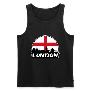 Londres, Angleterre, drapeau, Skyline, silhouette, voyage - Débardeur bio Premium Homme - noir - Devant - AI Model Male 178 light (178cm)