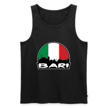 Bari Italie Flag Skyline Silhouette Voyage - Débardeur bio Premium Homme - noir - Devant - Michal (187cm)