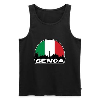 Gênes Italie Flag Skyline Silhouette Voyage - Débardeur bio Premium Homme - noir - Devant - AI Model Male 178 light (178cm)