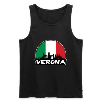 Vérone Italie Flag Skyline Silhouette Voyage - Débardeur bio Premium Homme - noir - Devant - AI Model Male 178 light (178cm)