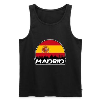 Madrid Espagne Flag Skyline Silhouette Voyage - Débardeur bio Premium Homme - noir - Devant - AI Model Male 178 light (178cm)