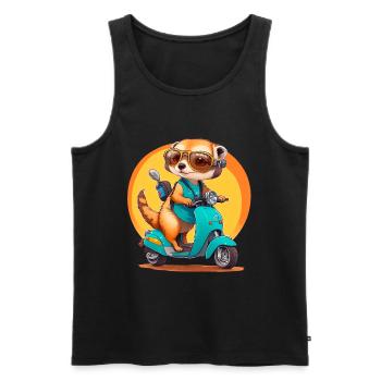 Escooting Erdmännchen Shirt - Fahrspaß mit Meerkat - Männer Premium Bio Tank Top - Schwarz - Vorne - AI Model Male 178 light (178cm)