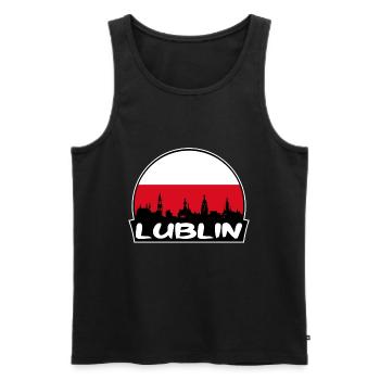 Lublin Pologne Flag Skyline Silhouette Voyage - Débardeur bio Premium Homme - noir - Devant - Michal (187cm)