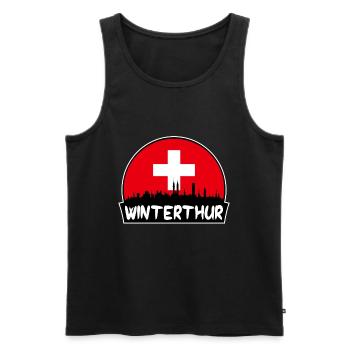Winterthur Schweiz Flagge Skyline Silhouette Tra - Männer Premium Bio Tank Top - Schwarz - Vorne - Michal (187cm)