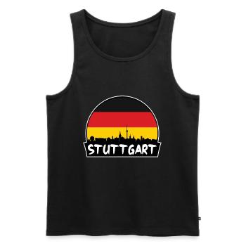 Stuttgart Allemagne Flag Skyline Silhouette Voyage - Débardeur bio Premium Homme - noir - Devant - AI Model Male 178 light (178cm)