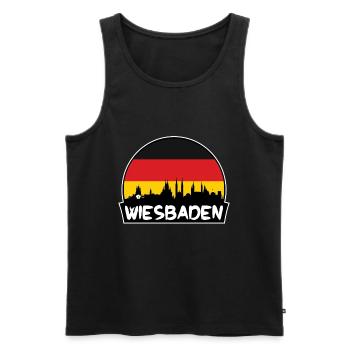 Wiesbaden Allemagne Flag Skyline Silhouette Voyage - Débardeur bio Premium Homme - noir - Devant - Michal (187cm)
